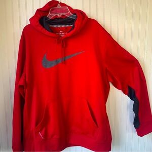 Nike Therma-Fit (XL) Red Hoodie w/Gray Large Nike Check Front & Black Accents